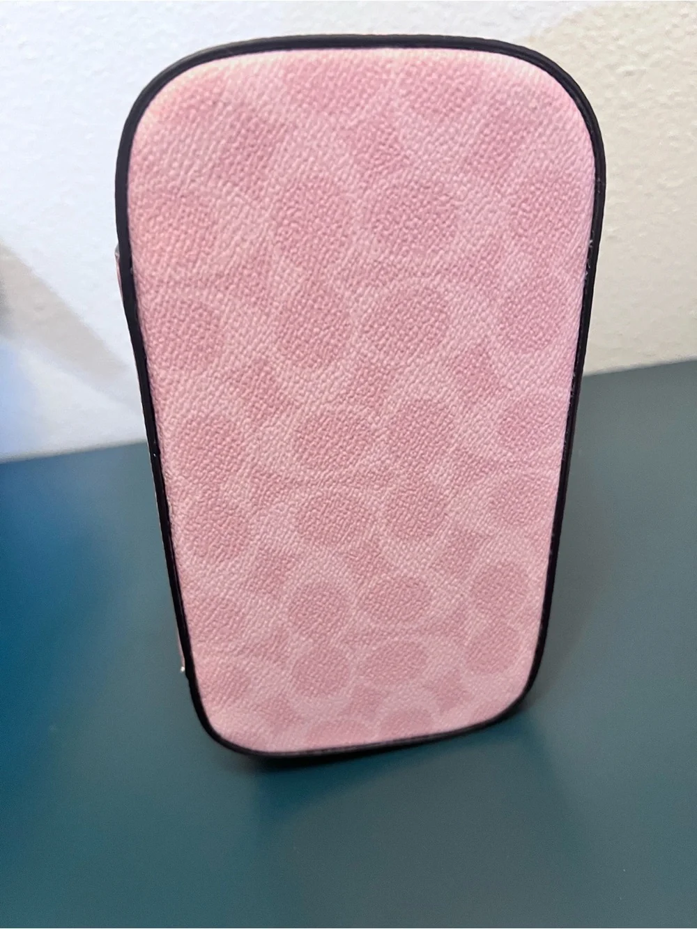 Coach Powder Pink Signature Vanity Cosmetic Case with Top Handle